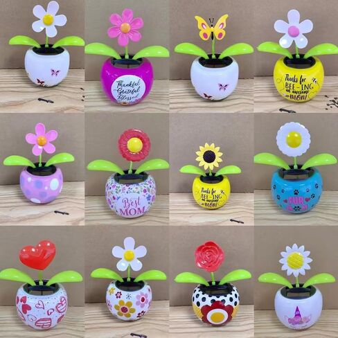 Solar Dancing Solar Powered Dancing White Flower in Colorful Shape Flip Flap Animated Bobblehead Dancer Window Sun Catcher Car Dashboard Decor Solar Power Kits in Saudi Arabia
