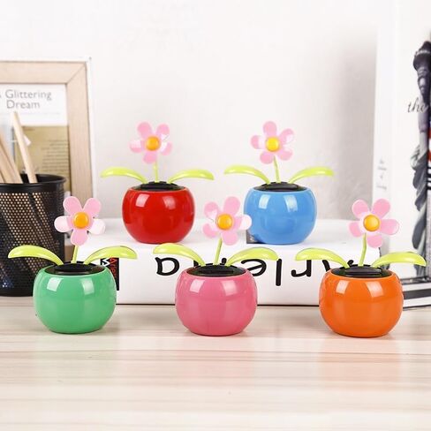 Solar Dancing Solar Powered Dancing White Flower in Colorful Shape Flip Flap Animated Bobblehead Dancer Window Sun Catcher Car Dashboard Decor Solar Power Kits in Saudi Arabia