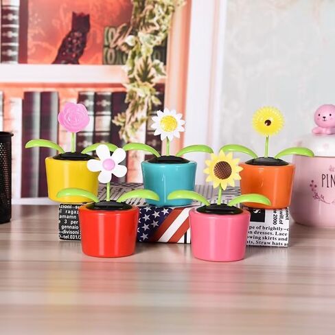 Solar Dancing Solar Powered Dancing White Flower in Colorful Shape Flip Flap Animated Bobblehead Dancer Window Sun Catcher Car Dashboard Decor Solar Power Kits in Saudi Arabia