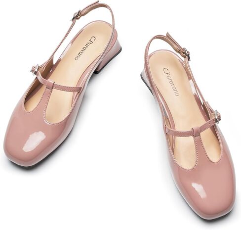 C.Paravano Women's Mary Jane Slingback Pumps | Round Toe & T-Strap Low Heels | Wedding Guest & Office Shoes | Pair w/Tea-Length Dresses or Summer Suits in Saudi Arabia