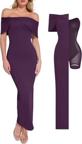Popilush Shapewear Off The Shoulder Maxi Dress Wedding Guest Prom Dresses for Women Sleeveless Bodycon Long Formal Dress in Saudi Arabia