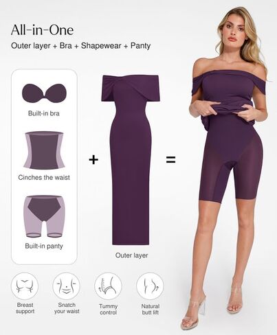 Popilush Shapewear Off The Shoulder Maxi Dress Wedding Guest Prom Dresses for Women Sleeveless Bodycon Long Formal Dress in Saudi Arabia