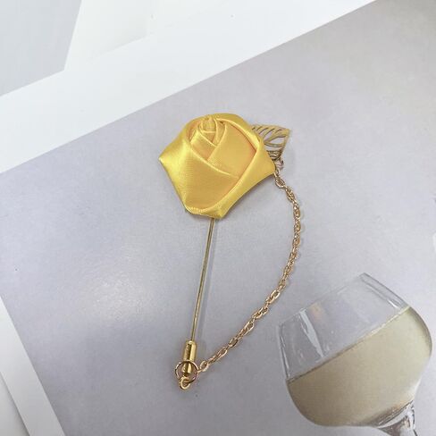 Fashion Men Rose Flower Lapel Stick Brooch Pin Satin Tassel Chain Dangling Handmade Boutonniere Pins for Suit Collar Men’s Wedding Groom Groomsman Floral Tuxedo Corsage Accessory Husband Father in Saudi Arabia