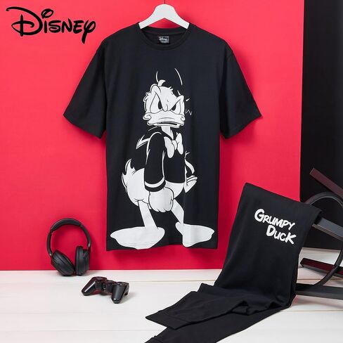 Disney Mens Pyjamas Jack Skellington Donald Duck Grumpy Men's Nightwear Set T-Shirt Long Bottoms PJs M-3XL Loungewear in Kuwait