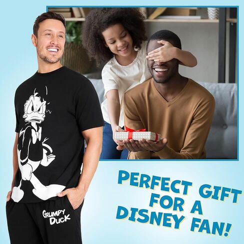 Disney Mens Pyjamas Jack Skellington Donald Duck Grumpy Men's Nightwear Set T-Shirt Long Bottoms PJs M-3XL Loungewear in Kuwait