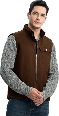 Rdruko Men's Sherpa Lined Vest Warm Winter Fleece Outerwear Vest in Saudi Arabia
