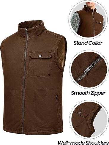 Rdruko Men's Sherpa Lined Vest Warm Winter Fleece Outerwear Vest in Saudi Arabia