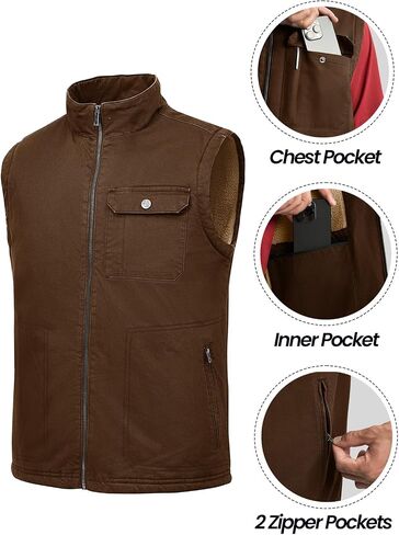 Rdruko Men's Sherpa Lined Vest Warm Winter Fleece Outerwear Vest in Saudi Arabia