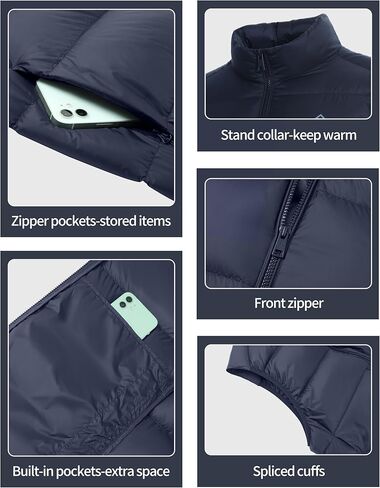 Pioneer Camp Men's Lightweight Down Vest Fill Power 700 Packable Puffer Vest Sleeveless Warm Puffy Outerwear in Kuwait