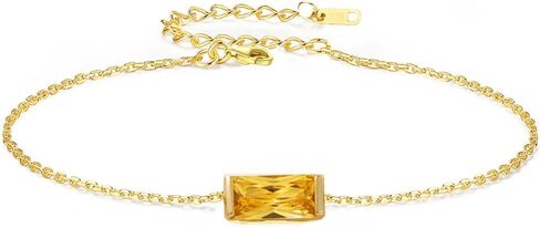Birthstone Bracelet for Women 14k Gold Plated Birth Stone Charms Bracelet Dainty Gold Bracelet Fashion Jewelry Birthday for Mother Friends Wife Anniversary in Saudi Arabia