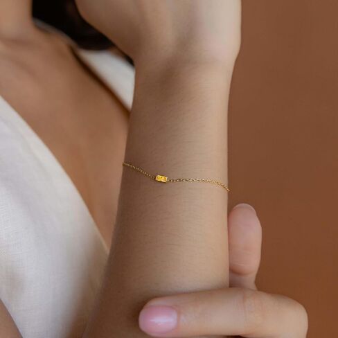 Birthstone Bracelet for Women 14k Gold Plated Birth Stone Charms Bracelet Dainty Gold Bracelet Fashion Jewelry Birthday for Mother Friends Wife Anniversary in Saudi Arabia