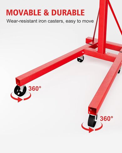 DEXSO 1250lbs Engine Stand, Heavy-Duty Steel Engine Motor Stand with 360-degree Rotating Head, 4 Casters, 4 Adjustable Arms, for Vehicle Maintenance, Auto Repair, Red in Saudi Arabia