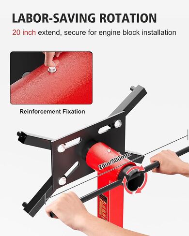 DEXSO 1250lbs Engine Stand, Heavy-Duty Steel Engine Motor Stand with 360-degree Rotating Head, 4 Casters, 4 Adjustable Arms, for Vehicle Maintenance, Auto Repair, Red in Saudi Arabia