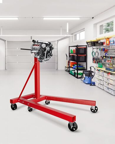 DEXSO 1250lbs Engine Stand, Heavy-Duty Steel Engine Motor Stand with 360-degree Rotating Head, 4 Casters, 4 Adjustable Arms, for Vehicle Maintenance, Auto Repair, Red in Saudi Arabia