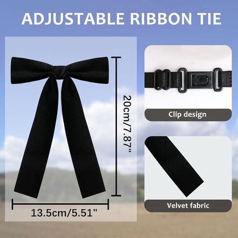 Western Tie, Black String Ties for Men Women, Pre-Tied Clip on Ribbon Colonel Bolo Velvet Bow Tie for Shirts Wedding in Kuwait