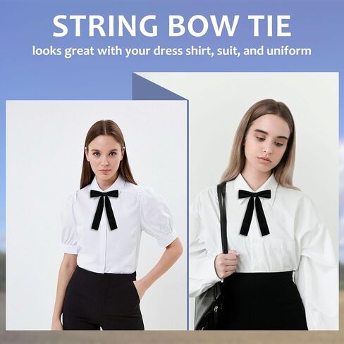 Western Tie, Black String Ties for Men Women, Pre-Tied Clip on Ribbon Colonel Bolo Velvet Bow Tie for Shirts Wedding in Kuwait