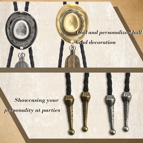 TORMEN Vintage Adjustable Bolo Tie, Unisex Western Necktie Accessory for Parties & Casual Wear(Silver & Bronze) in Kuwait