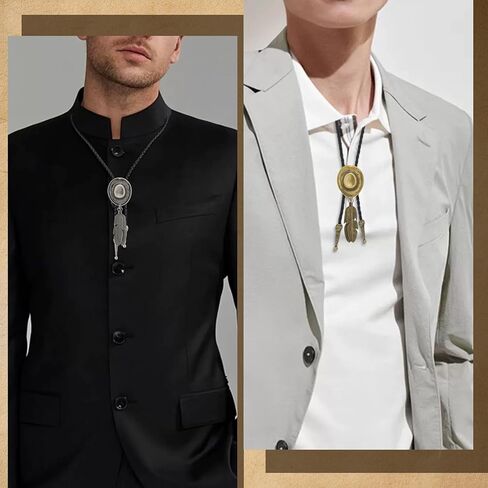 TORMEN Vintage Adjustable Bolo Tie, Unisex Western Necktie Accessory for Parties & Casual Wear(Silver & Bronze) in Kuwait