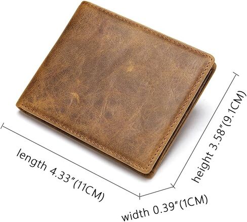 محفظة RFID للرجال محفظة ثنائية الطي من الجلد الطبيعي خفيفة الوزن مع 11 فتحة للبطاقات، وفتحتين للنقود، وفتحة لبطاقة الهوية - طراز كاجوال كلاسيكي in Saudi Arabia
