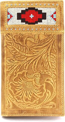 Checkbook Wallet Bifold w w/o Cow Hair or Embroidery Fabric Wallet 0203 BR in Saudi Arabia