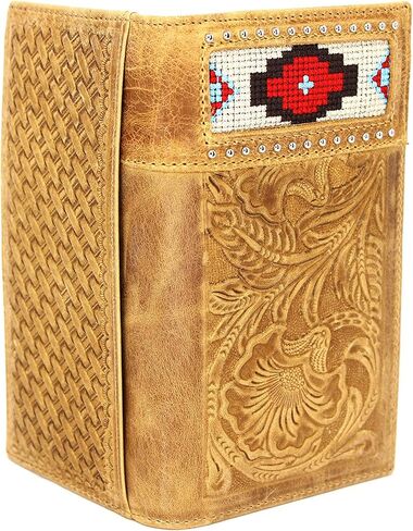 Checkbook Wallet Bifold w w/o Cow Hair or Embroidery Fabric Wallet 0203 BR in Saudi Arabia