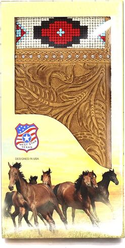 Checkbook Wallet Bifold w w/o Cow Hair or Embroidery Fabric Wallet 0203 BR in Saudi Arabia