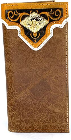 Checkbook Wallet Bifold w w/o Cow Hair or Embroidery Fabric Wallet 0203 BR in Saudi Arabia