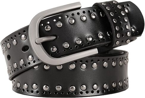 YCMI Womens Circle-Studded-leather-Belt, Punk Rock Rivets-Belt Lady Belt for Jeans Pants Dresses in Saudi Arabia