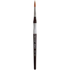 KINGART Premium Precision 2000 ROUND Series Brush Size 8 Synthetic Amber Taklon, Short Ergonomic Comfort Handle, Acrylic, Oil and Watercolor Painting, Size 8