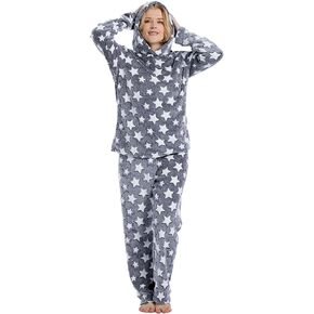 Womens Pajamas Set Fleece Hooded -Soft Pajamas for Women Set