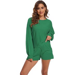 Women's Knitted Pajama Set Long Sleeve Tracksuit 2 Piece Casual Sweater Set