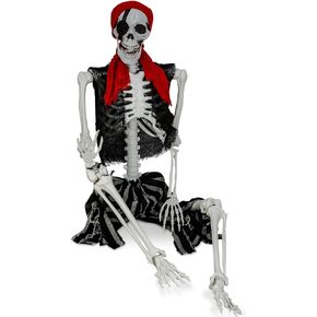 Halloween Life Size Pirate Skeleton - 5.4ft Halloween Full Body Pirate Bones with Movable Joints for Halloween Party Prop Decoration