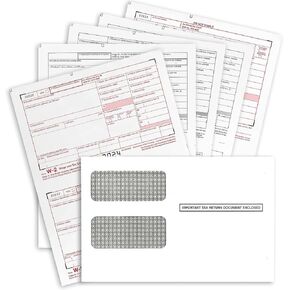 W2 Forms for 2024, 4 Part Tax Forms, Laser Ink/Jet Forms for QuickBooks and Accounting Software (Set of 25 with Self Seal Envelopes)