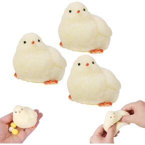 1pcs Handmade Squishy Chick Soft Squishy Fidget Toys Silicone Squeeze Toys for Stress Relief ( Chicken ) (1pcs)