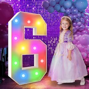 3.3FT Marquee Numbers, Light Up Numbers for 21st Birthday Party Decorations with Assembling Tools, Large Foamboad Mosaic Balloon Frame for Anniversary Engagement Party Decor, Number 2