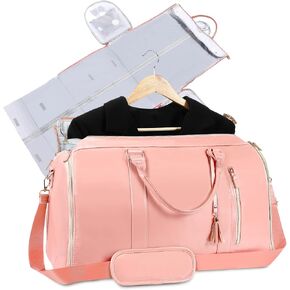 حقيبة سفر حقيبة ملابس حقائب دفل للملابس للسفر تحمل على حقيبة ملابس من البولي يوريثان 2 في 1 حقائب أمتعة للسفر (بيج) in Kuwait