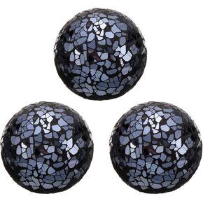 uxcell 3Pcs Decorative Glass Balls 2.36 Inch Orbs Centerpiece Balls Mosaic Glass Ball Sphere for Decor Bowls Vases Dining Table Party, Gold Tone