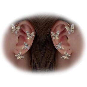 Butterfly Ear Cuffs Rhinestone Butterfly Ear Cuff for Women Ear Cuffs Non Piercing Gold Ear Cuff Jewelry Gift for Women