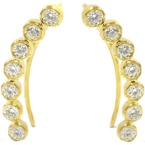 3/4 CTTW Sterling Silver Created White Sapphire Earring Climbers