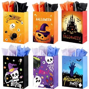 SPERPAND 24Pcs Halloween Treat Bags, 8.7" Small Goodie Bags for Halloween Trick or Treat Candy Bags, Party Favors, Carnival, Event Gift Bags