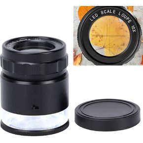 6 LED Measuring Magnifier,10X Loupe Measuring Magnifier Illuminated Jewelers Magnifying Glass USB Charging Magnifier for Jewelry Currency Stamps Textile Sewing Circuit