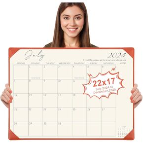 تقويم مكتب كبير من Gannyfer 2024-2025 مع حصيرة سطح المكتب - تقويم طاولة لمدة 18 شهرًا، تقويم لوحة سطح المكتب مقاس 22 بوصة × 17 بوصة، تقويم المعلم للتخطيط والتنظيم في عائلتك أو المدرسة أو المكتب - الزهور الخضراء