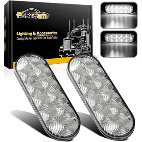 PARTSam 2X 6 Inch Oval Trailer Lights 10 LED White Reverse Backup Lights for Trucks Trailers RVs Without Rubber Grommets