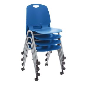 Learniture Academic Mobile Stack Chair- Black (Pack of 4)