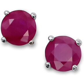 14K White Gold Genuine Ruby 5/8Ct Round Stud Earrings in Kuwait