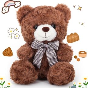 Teddy Bear Stuffed Animal, Bear Gifts for Kids Her Him Girlfriend Boyfriend, 8″ Soft Stuffed Bear Plush Toy, Mothers Day Bear for Mom, Birthday Xmas Gift (Brown)