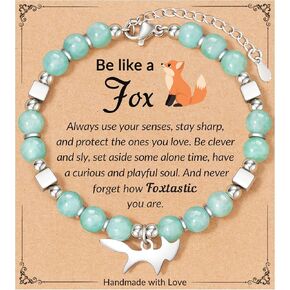 FYUKISS Fox Gifts, Natural Stone Fox Bracelet Jewelry with Quote Card