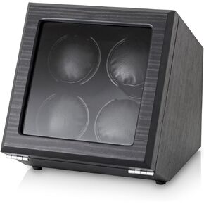 4 Watch Winder with Motor-Stop Option and Quiet Rotors (Black)