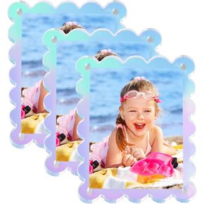 3-Pack 4x6 Inch Acrylic Magnetic Picture Frames: Dual-Sided Display with Iridescent and Clear Options for Refrigerator and Locker Decor