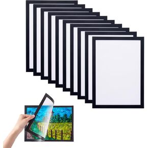 HOMEE Magnetic Picture Frames 10 PCS, Magnetic Photo Frame 8x11 inch, A4 Magnetic Self-Adhesive Picture Frames for Fridge Home Office Glass Wall Window Door